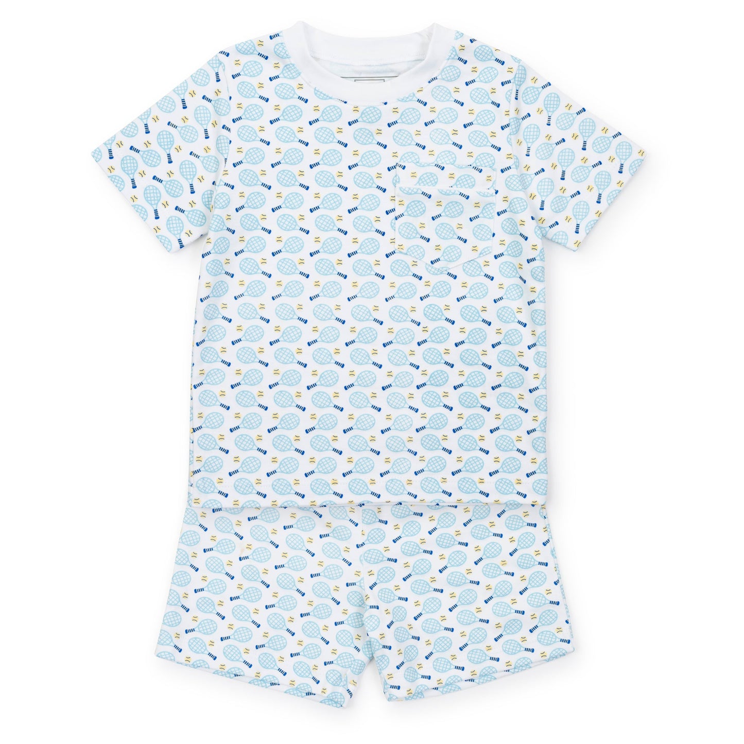 Lila and Hayes Charles Boys' Pima Cotton Short Set - Tennis Match Blue