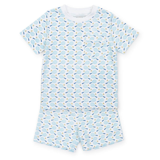 Lila and Hayes Charles Boys' Pima Cotton Short Set - Tennis Match Blue