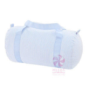 baby blue seersucker monogram duffel oh mint