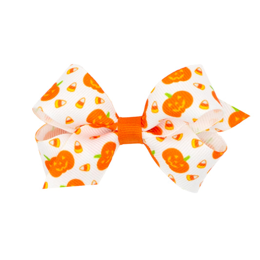 Wee Ones Mini Halloween Print Bow - Candy Corns