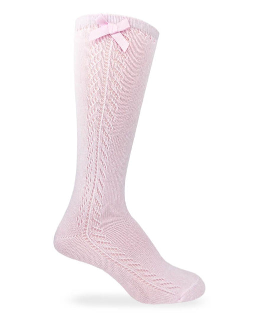 Light Pink Bow pointelle knee sock children Jefferies Socks Jojo Mommy dallas