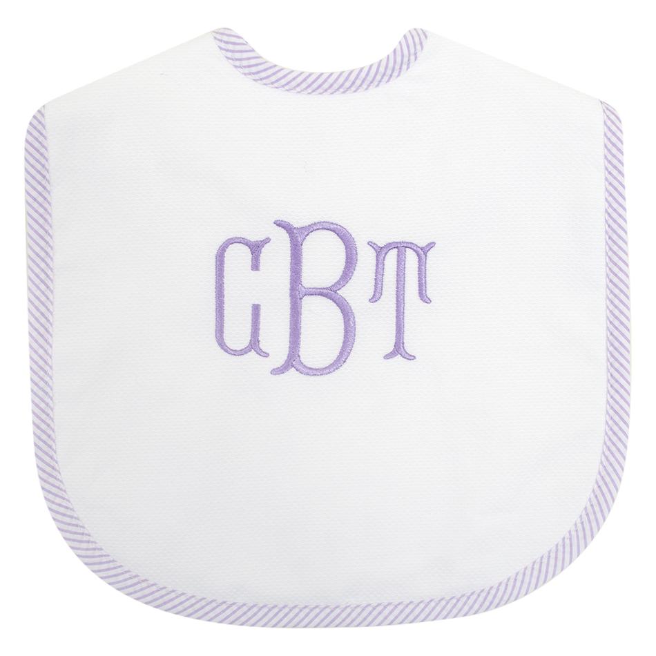 3 Martha Lilac Seersucker Bib