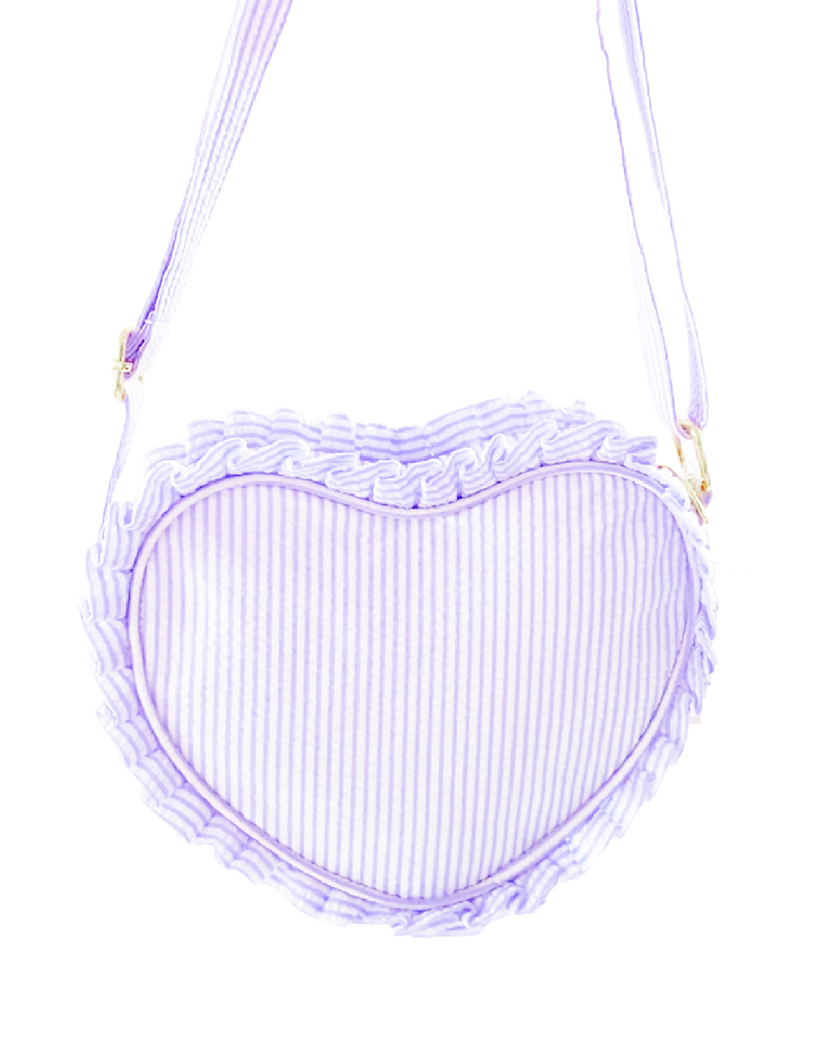Bits and Bows Heart Purse with Monogram - Seersucker Lavender