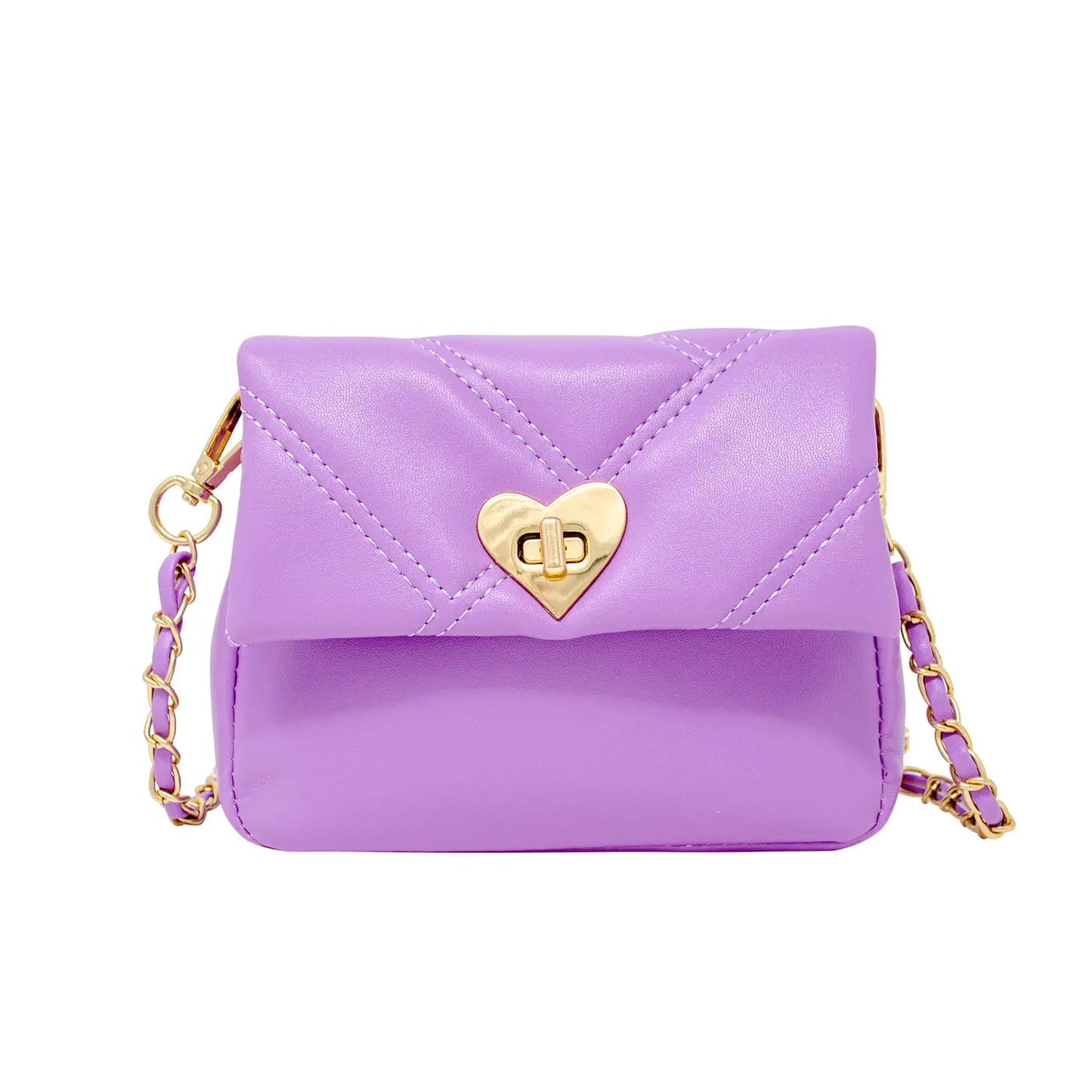 Tiny Treats and Zomi Gems Quilted Soft Heart Lock Children's Purse - Lavender Purple