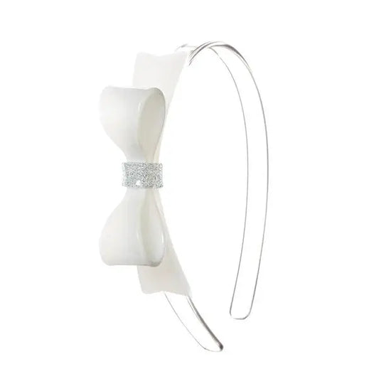 Bow Tie White Satin Headband