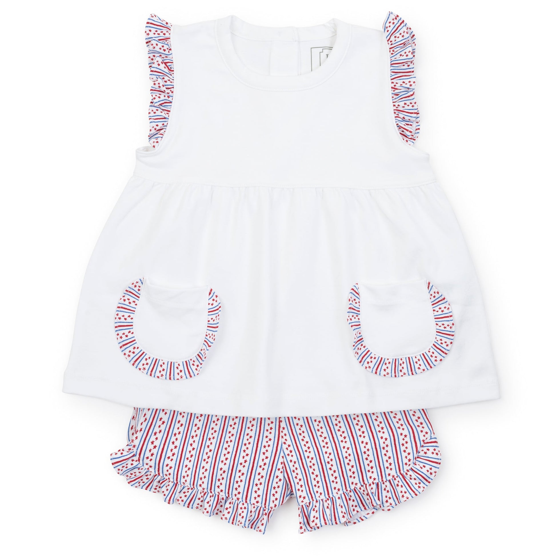 Lila and Hayes Gentry Girls' Pima Cotton Short Set - Stars and Stripes