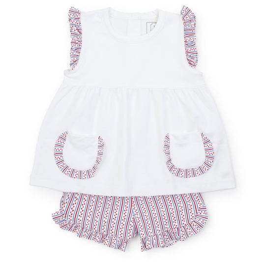 Lila and Hayes Gentry Girls' Pima Cotton Short Set - Stars and Stripes