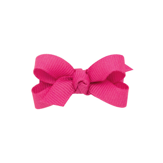 Baby Grosgrain Hair Bow with Center Knot - Shocking Pink
