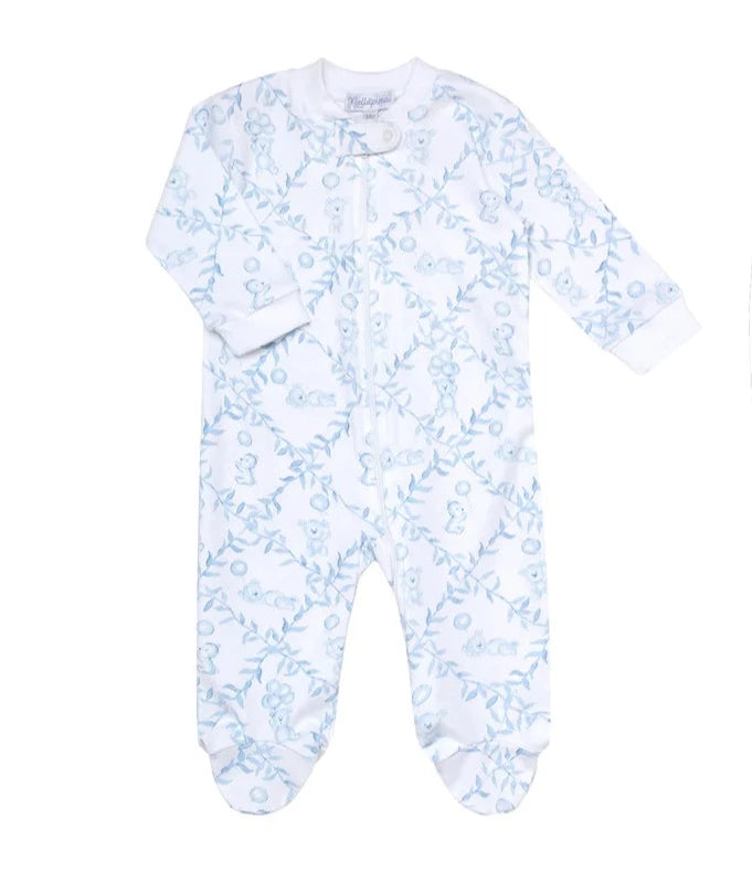 Nellapima Bears Trellace Zipper Footie - Blue