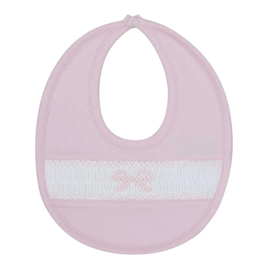 Nell'anima Pink Bow Smocked Baby Bib