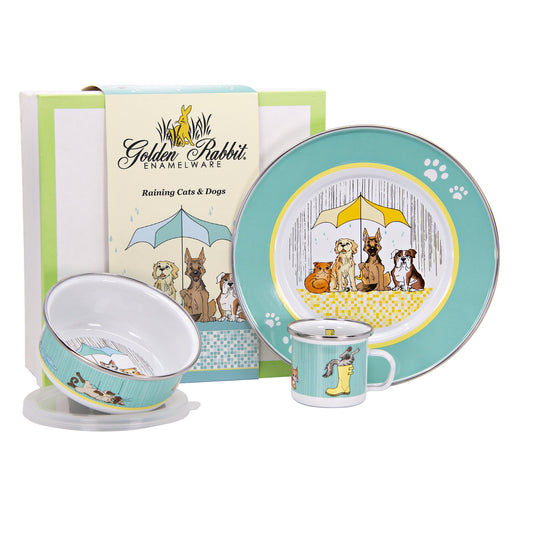 Raining Cats and Dogs Enamelware Set