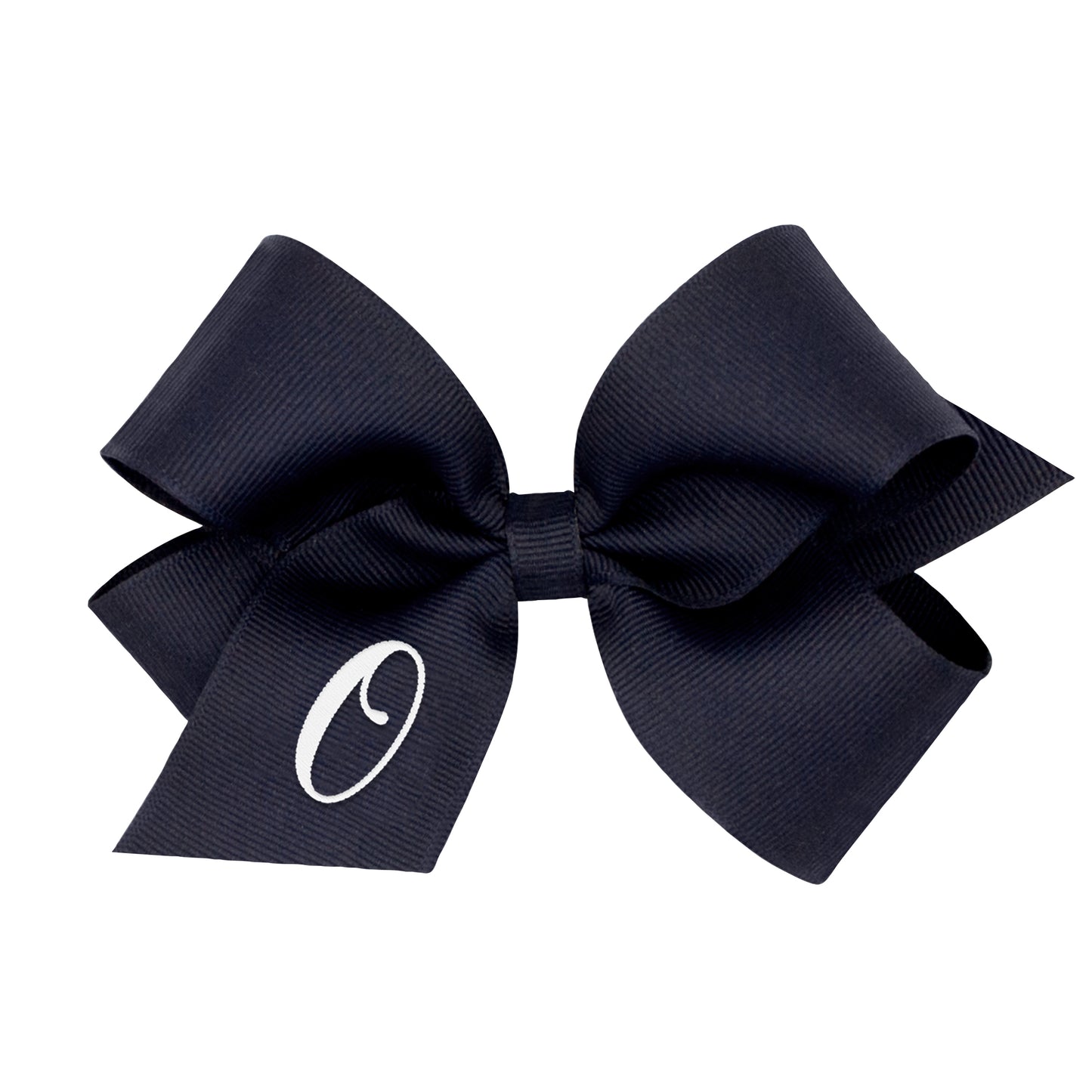 Medium Monogrammed Grosgrain Hair Bow - Navy with White Initial