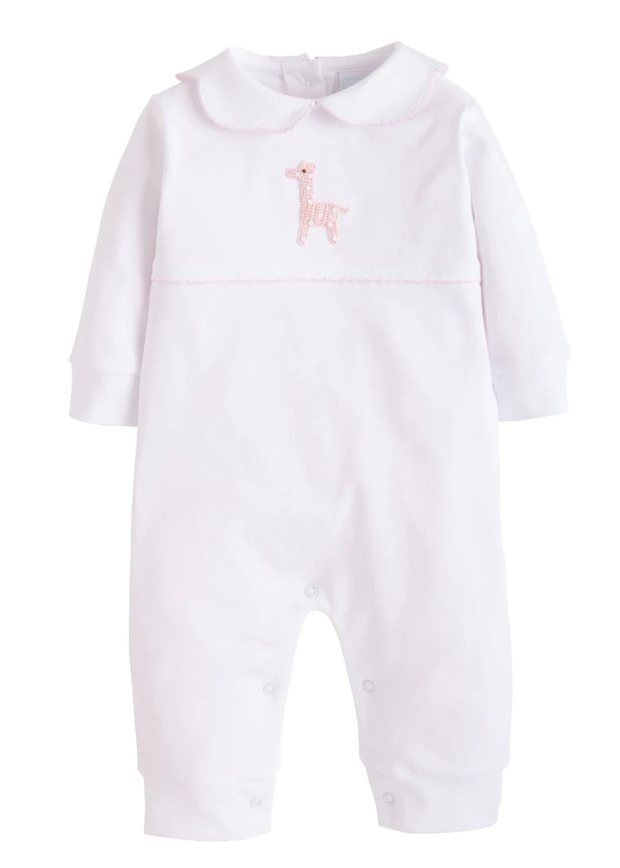 Little English Girl Giraffe Crochet Playsuit