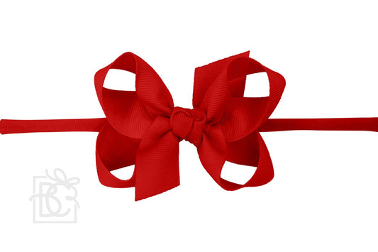 Medium Grosgrain Bow on Baby Headband - Red