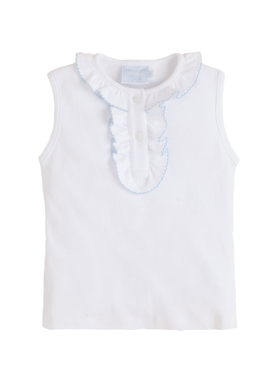 Little English Ruffled Henley in Light Blue