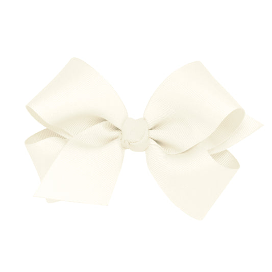 Wee Ones Medium Grosgrain Hair Bow with Center Knot  - Antique White