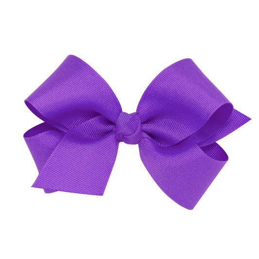 Medium Grosgrain Hair Bow with Center Knot - Delphinium