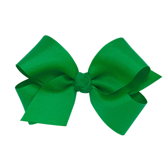 Medium Grosgrain Hair Bow with Center Knot - Green