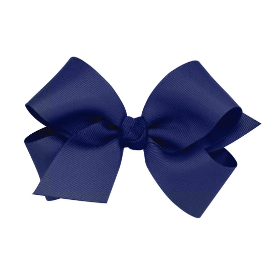 Medium Grosgrain Hair Bow with Center Knot - Light Navy