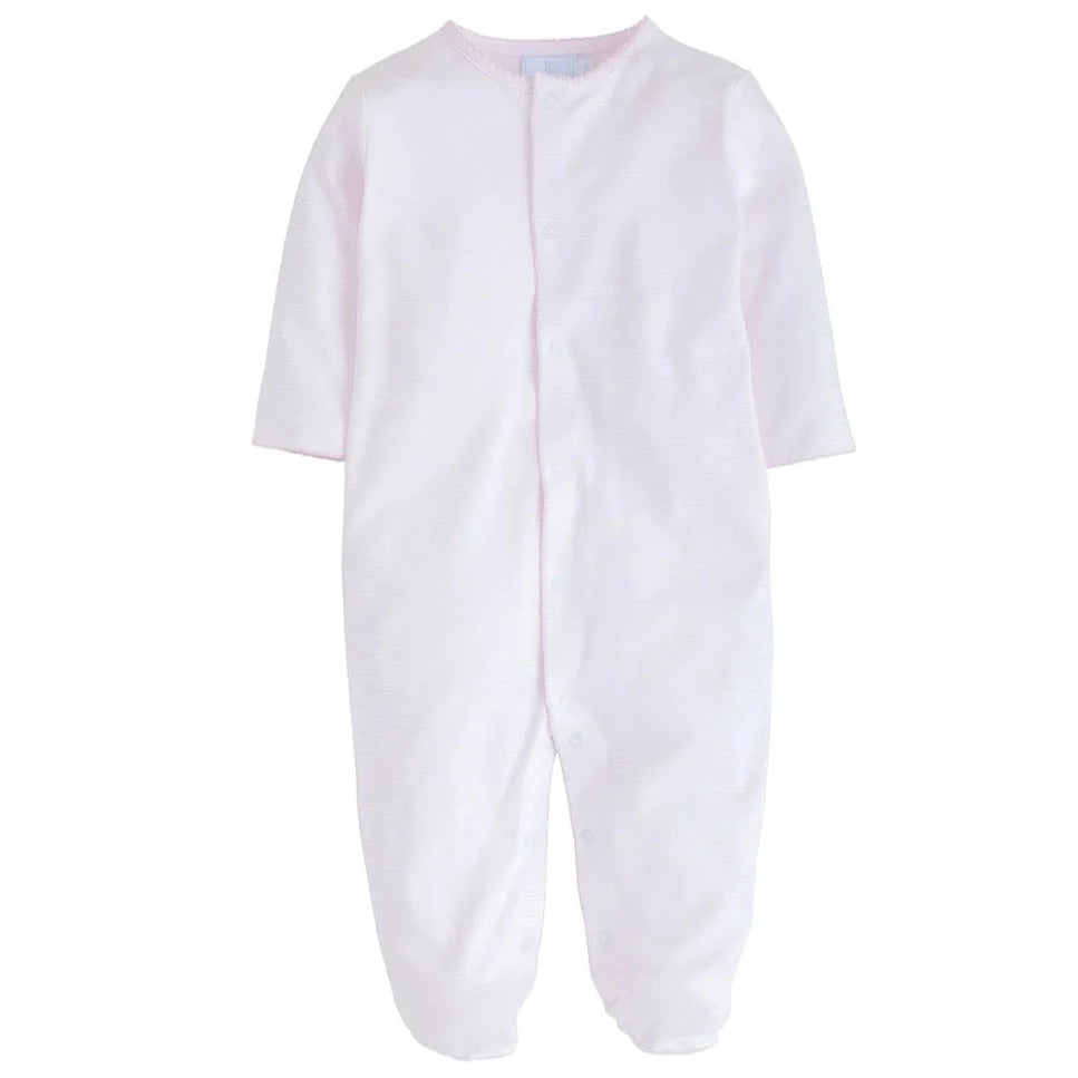 Little English Signature Striped Footie - Light Pink