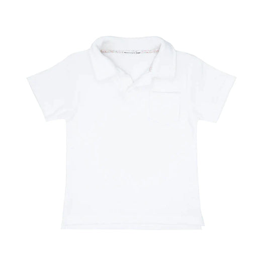 Boys White French Terry Polo Shirt