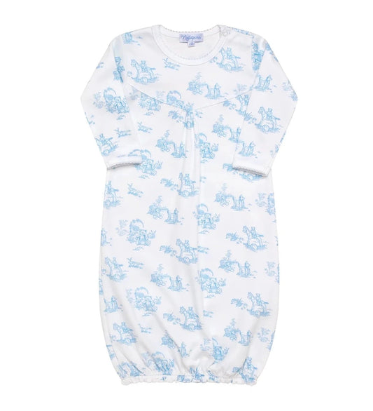 Nellapima Teddy Bear Toile Baby Gown - Blue