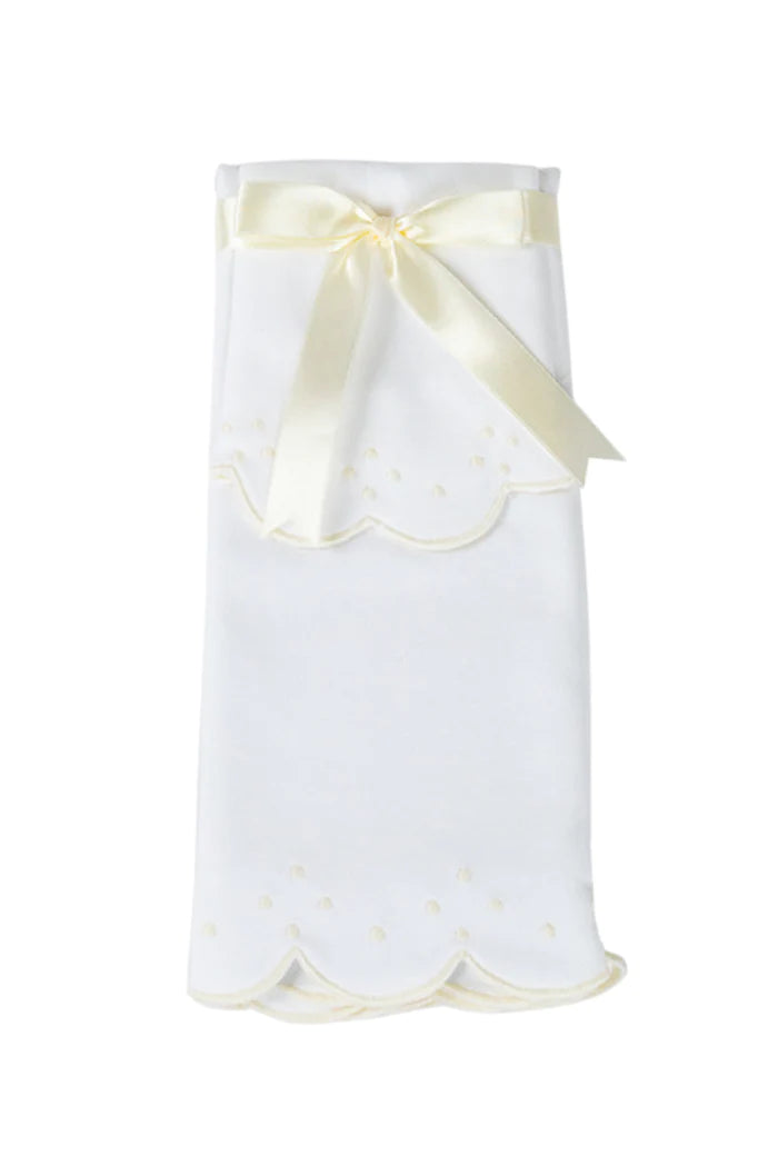 The Proper Peony Scalloped Bib and Burp Set - Ecru