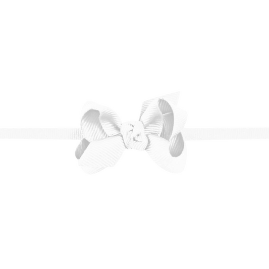 Beyond Creations Baby Grosgrain Bow Headband - White