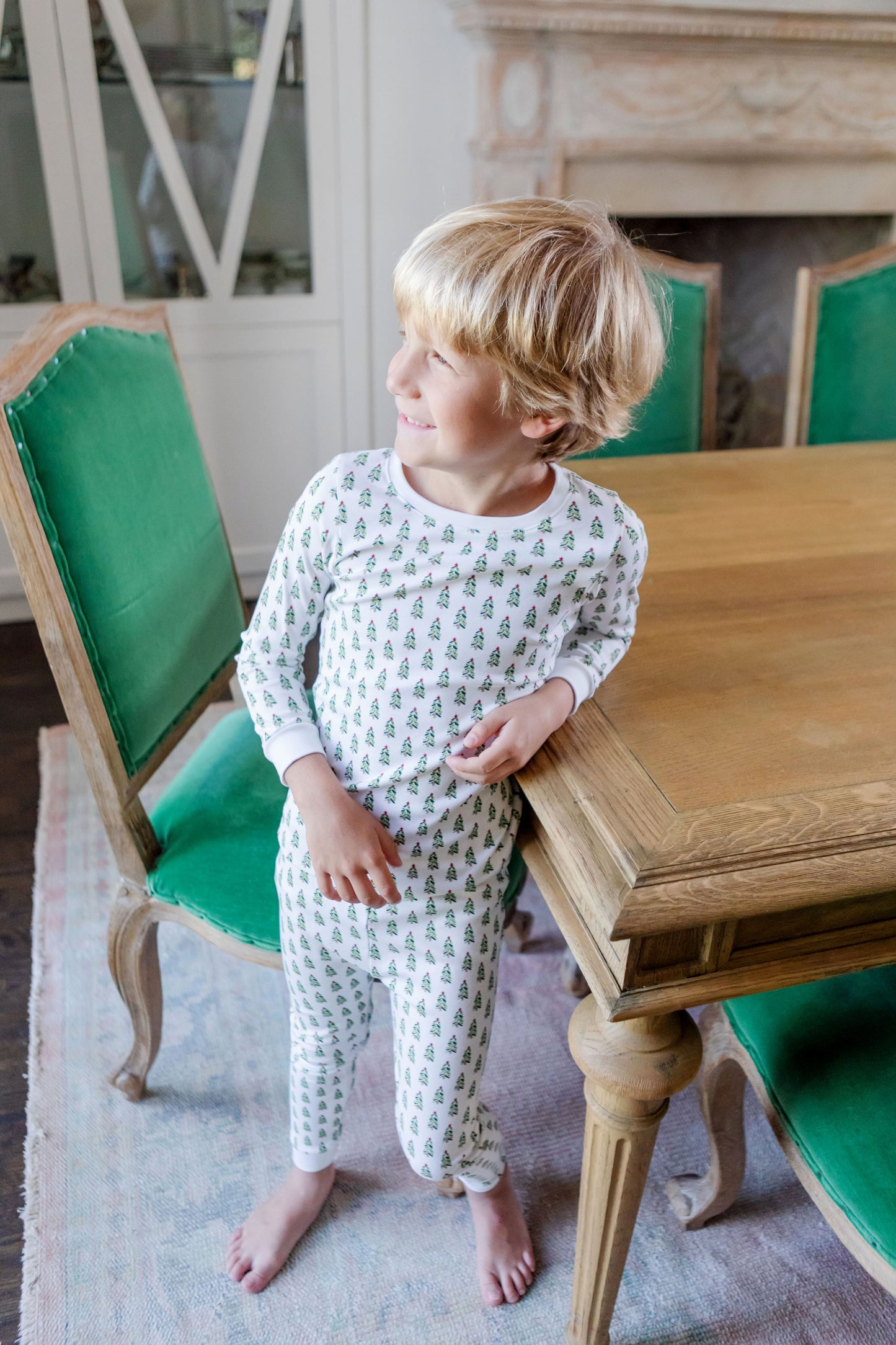 Lila and Hayes Grayson Pima Cotton Pajama Pant Set - Oh Christmas Tree