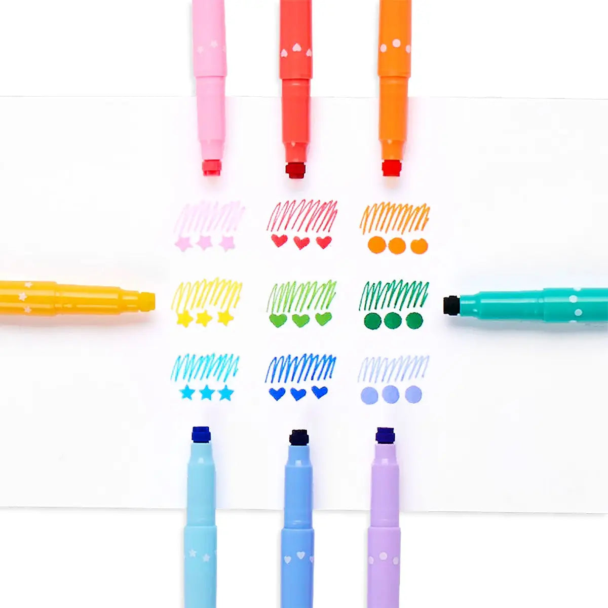Ooly Confetti Stamp Double-Ended Markers - Set of 9