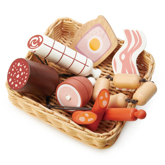 Wooden Play food Tender leaf toys charcuterie basket