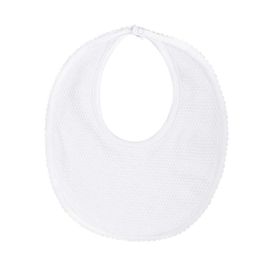 Nellapima White Bubble Baby Bib - White Picot Trim