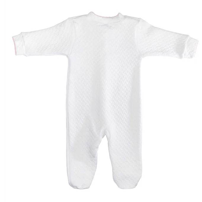 Nellapima Basketweave Baby Footie - Pink Picot Trim