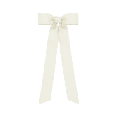 Mini Grosgrain Long Tail Bow - Antique White