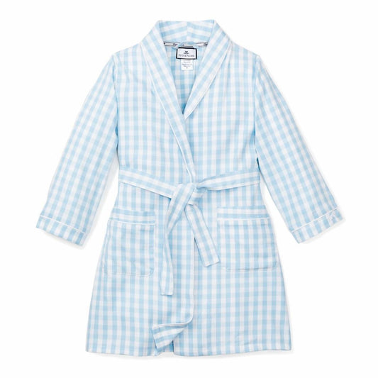 Petite Plume Light Blue Gingham Robe