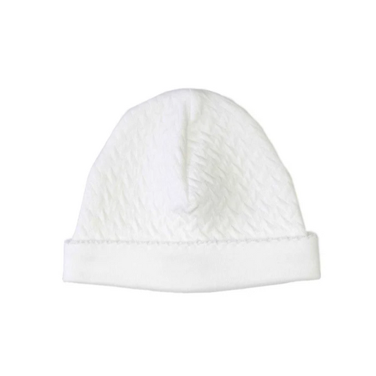 Nellapima Basketweave Baby Hat - White Picot Trim