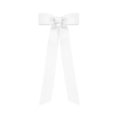 Wee Ones White Grosgrain Long Tail Bow