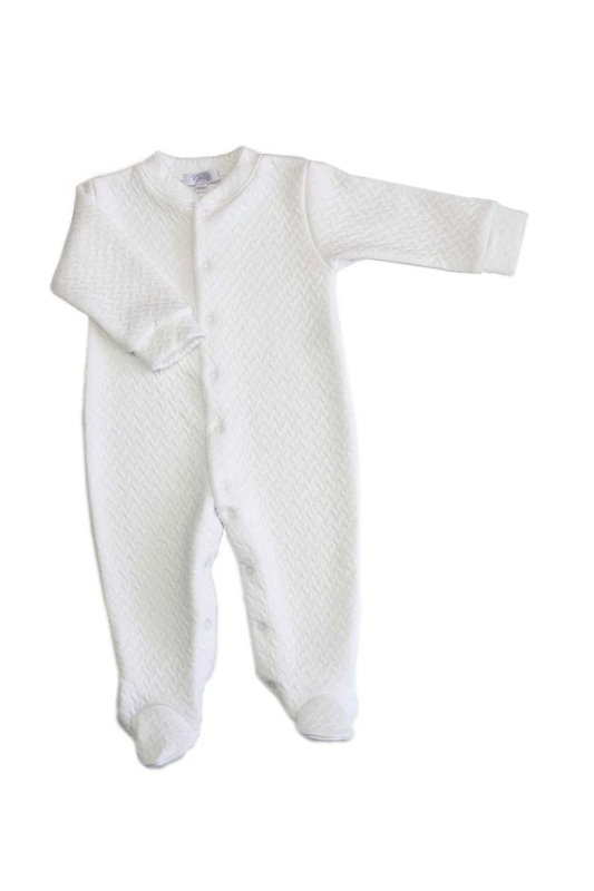 Nellapima Basketweave Baby Footie - White Picot Trim