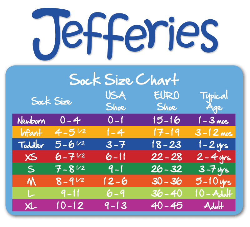 Jefferies Socks Size Chart
