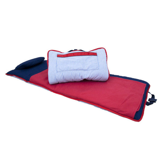Mint Sweet Little Things Seersucker Nap Roll- Navy with Red