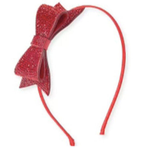 Bari Lynn Red Crystallized Double Bow Headband
