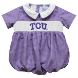 Vive La Fete TCU Horned Frogs Smocked Purple Gingham Boy Bubble