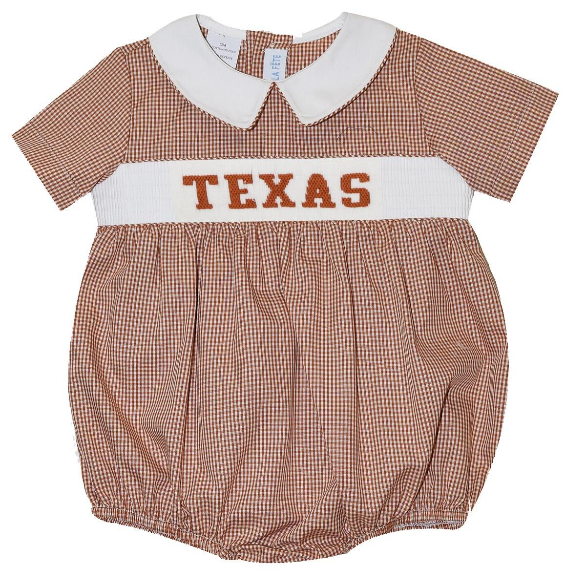 Vive La Fete Texas Smocked Gingham Boy Bubble