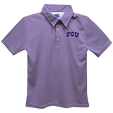 Vive La Fete TCU Horned Frogs Embroidered Purple Stripes Polo