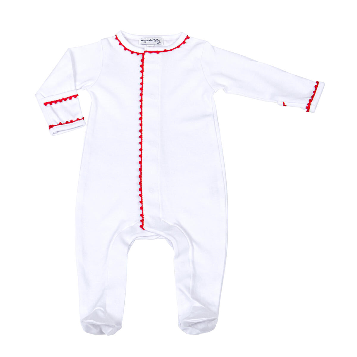Baby Joy Embroidered Footie - Red