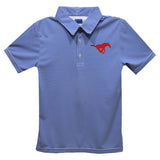 Vive La Fete SMU Mustangs Embroidered Royal Stripes Polo