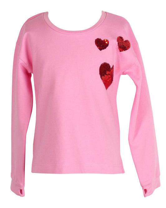 The Yellow Lamb Tabby Top- Pink with Hearts