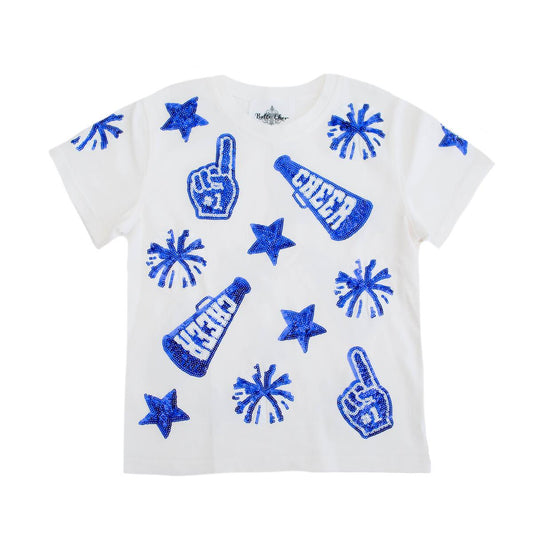 Belle Cher Blue and White Cheer Shirt- Women's