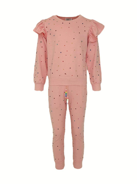Rainbow Crystal Ruffle Jogger Set