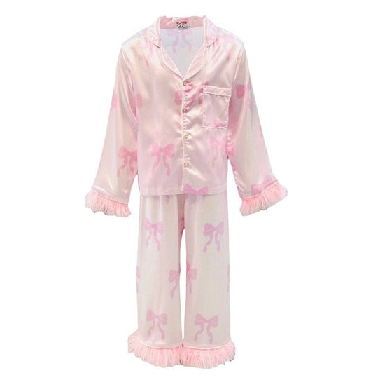 Lola and the Boys Pretty In Bows Silky Pant Set